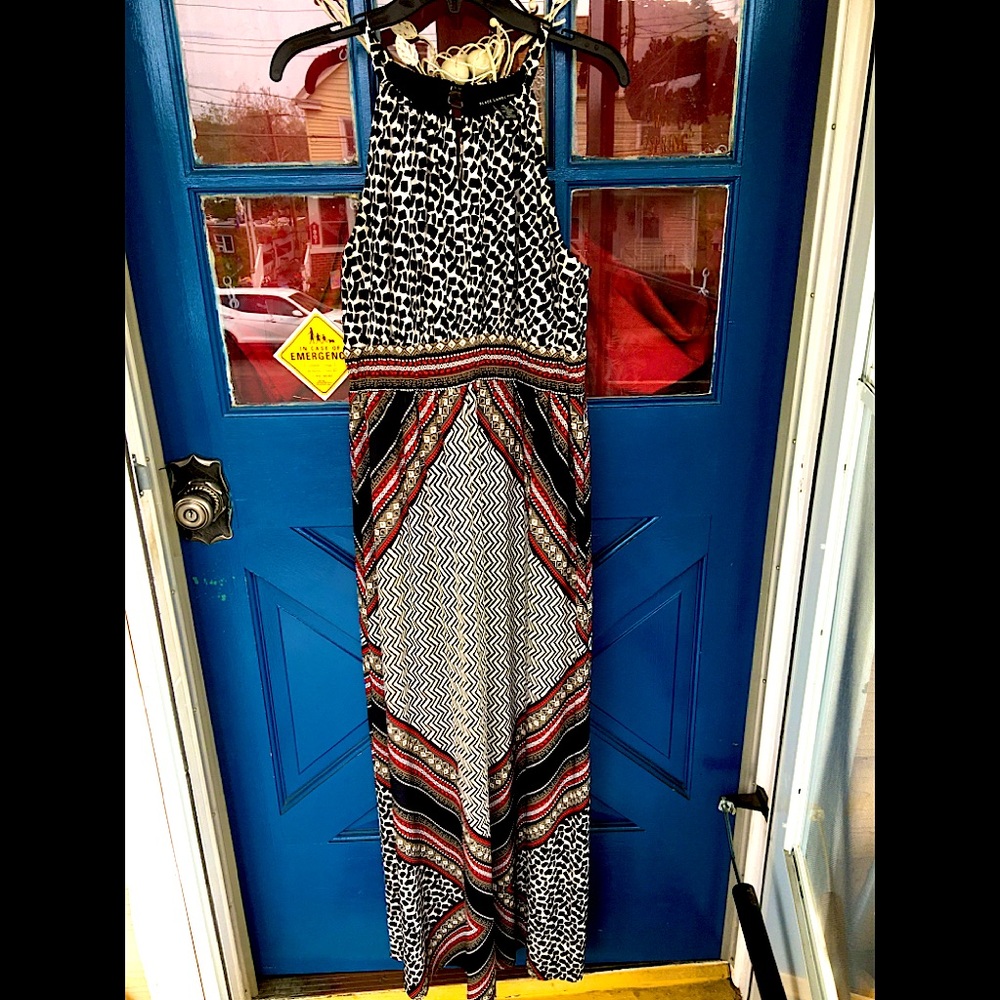 Empire Waist Multi Color Maxi Dress Awesome Designs Excellent Condition Chicos 2